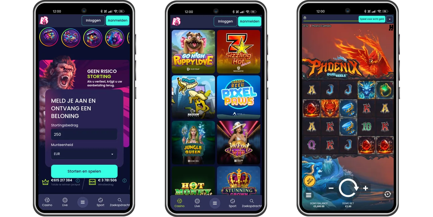 Speel overal met de mobiele versie van BoomsBet Casino