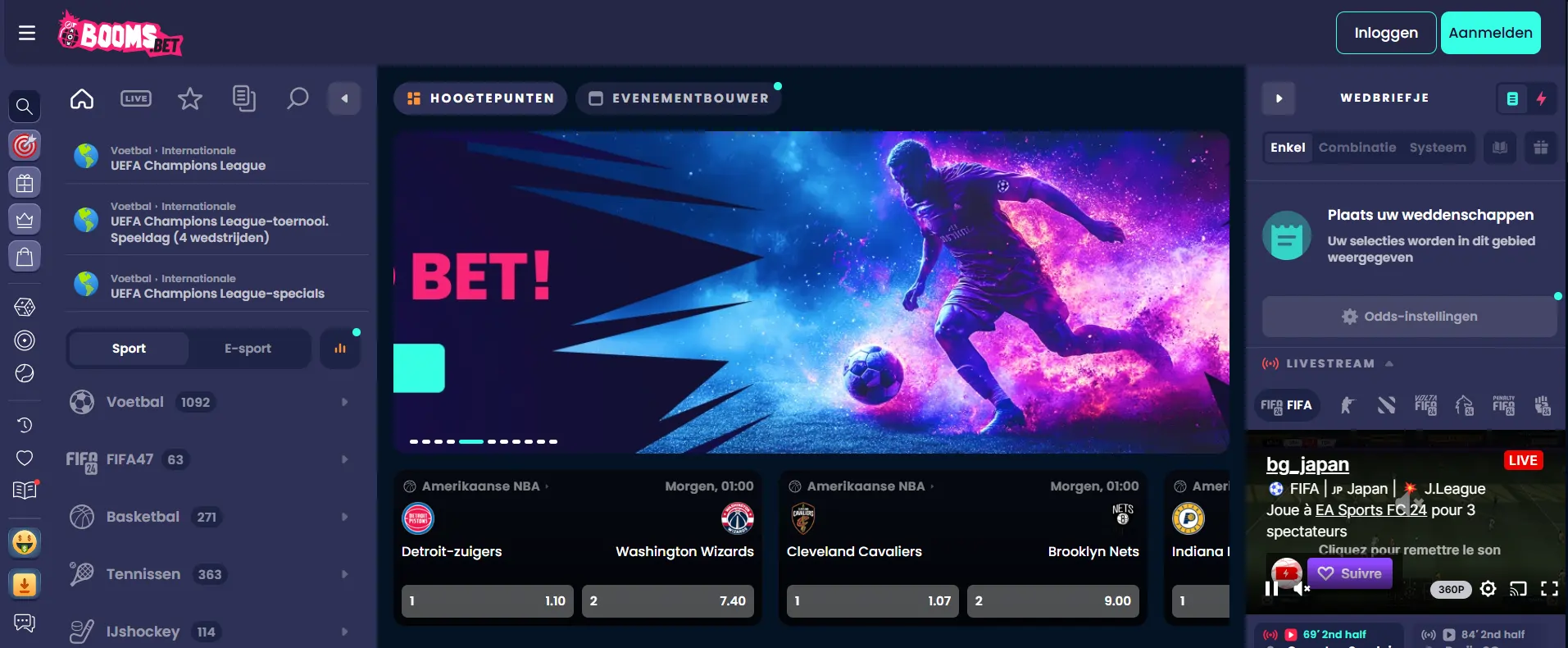 Wed op sportevenementen bij BoomsBet Sportsbook